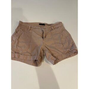 Prana Womens Beige Cargo Shorts Size 4 With Pockets & Button Closure
